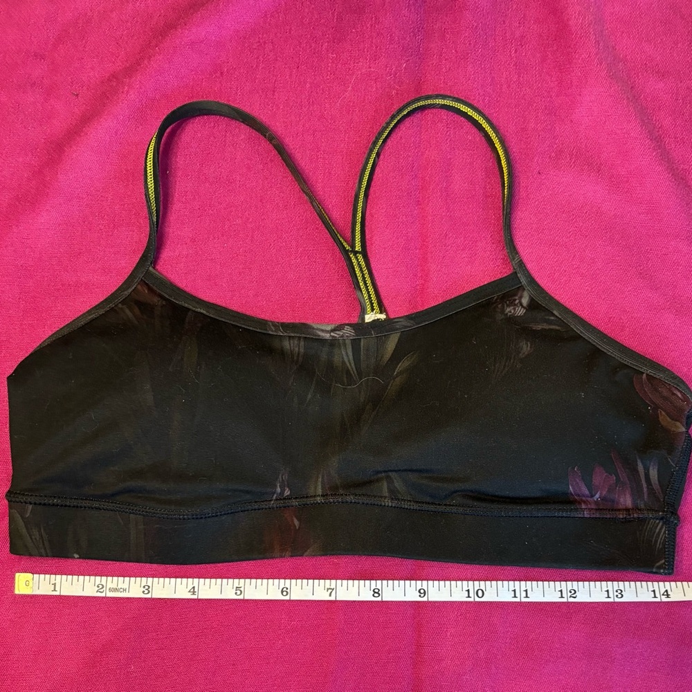 Lululemon Black Sports Bra with flower pattern Size 10